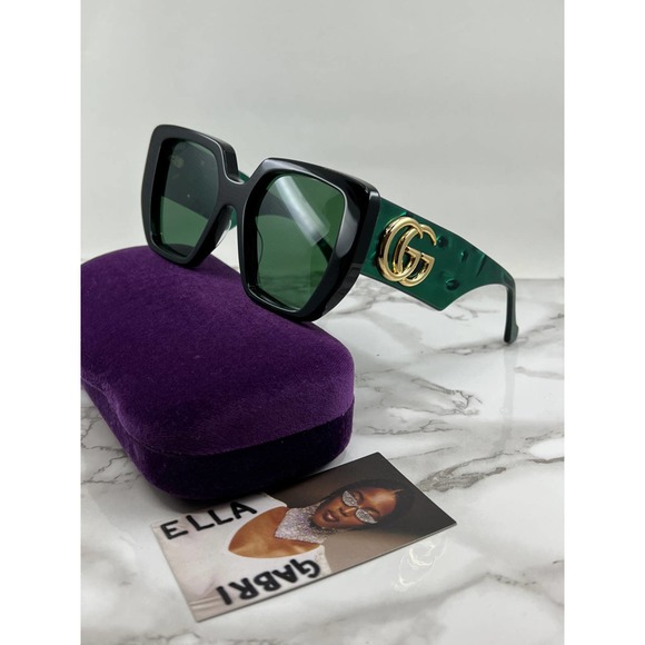 NEW Gucci GG0956S Black Green Oversized Sunglasses - Picture 2 of 6